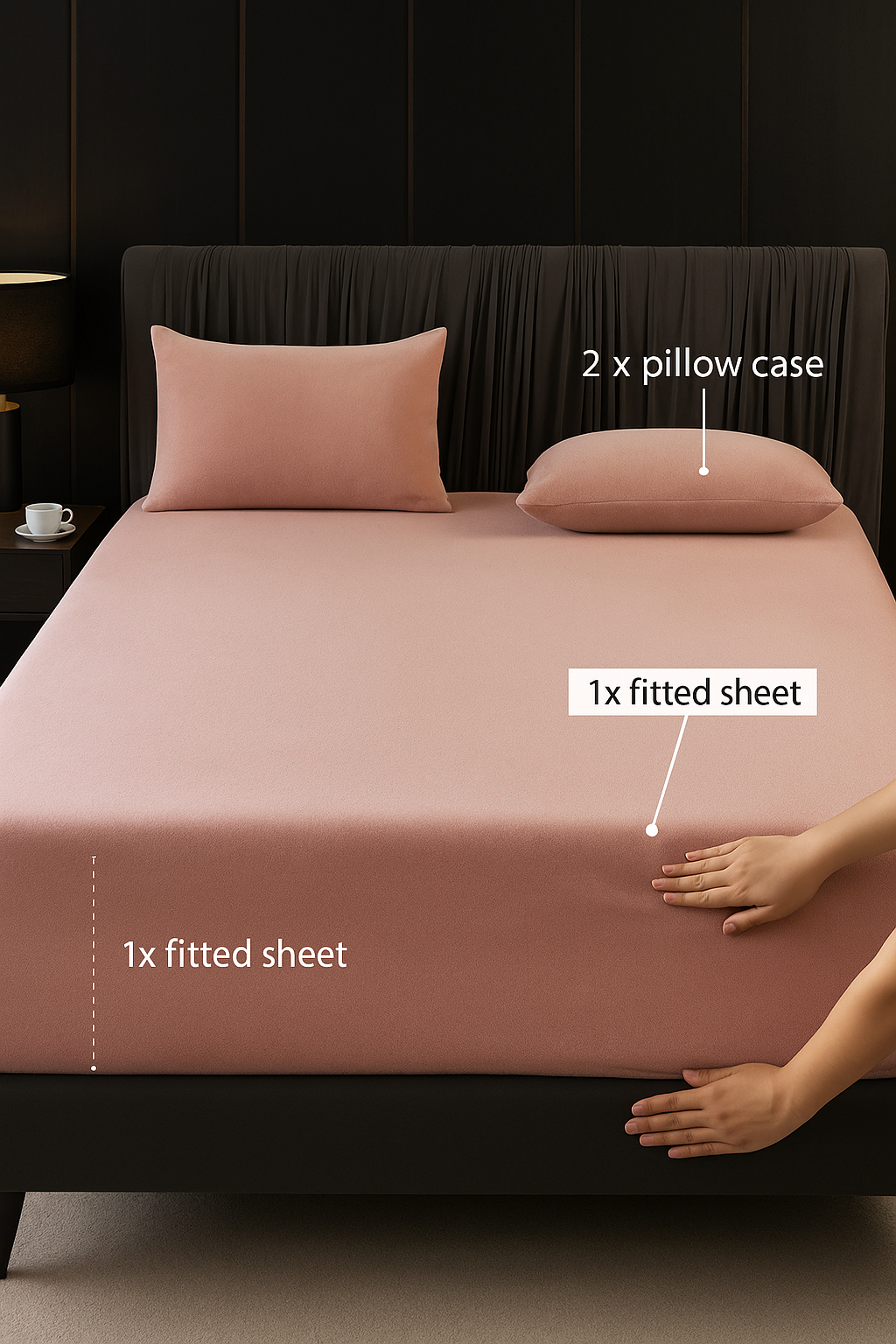 Luxurious Solid Color Fitted Sheet & Pillowcase Set - 3 Piece Soft Bedding for Ultimate Comfort & Halloween Decor